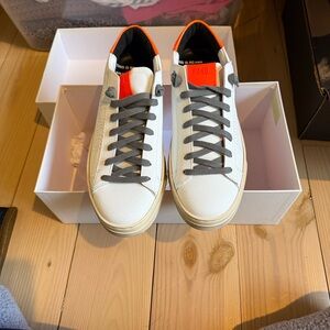 P448 White and Orange Jack Sneakers